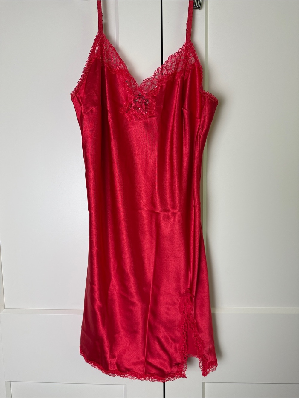Victoria secret slip dress red lace trim size large fairy core Y2K chemise
